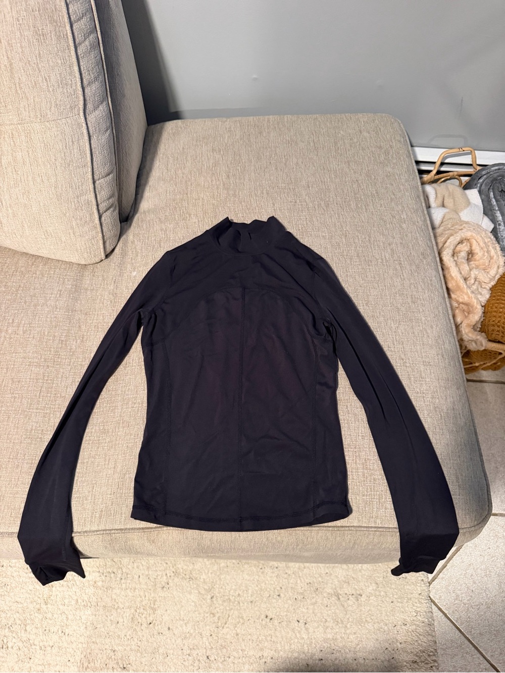Women's Black Long-Sleeve Mock Neck Tee